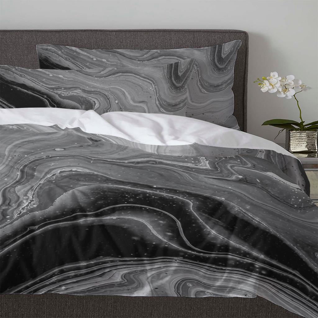 Fluid Art Black White Duvet Cover With Pillow Case Custom 3pcs Bedding Set Quilt Cover Double Bed Home Textile
