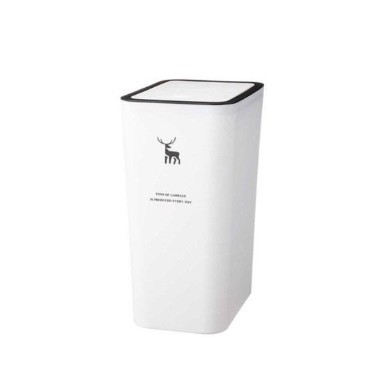 9L/12L Convenient Dog Proof Elk Print Trash Can Press Top Lid Bathroom Accessories