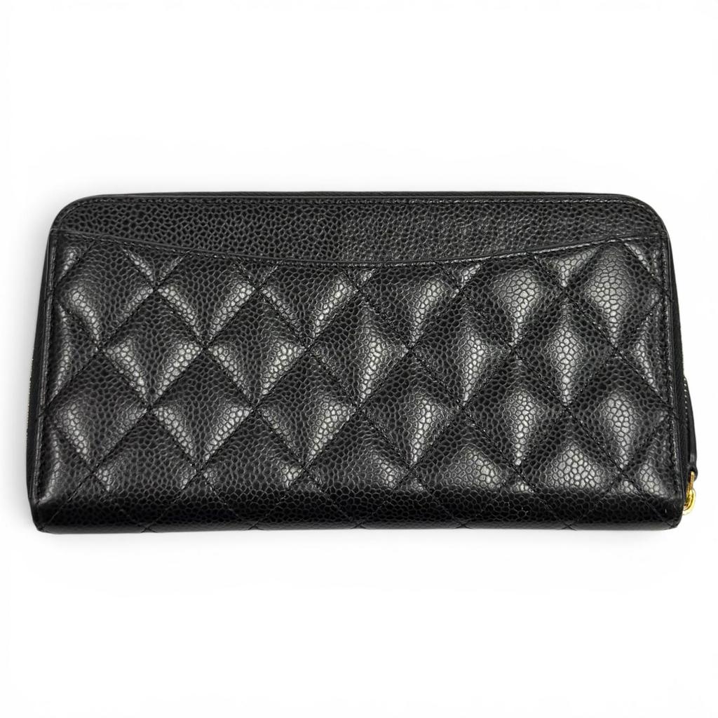 Very Good CHANEL Purse Black Caviar Skin Women AP0242 Used