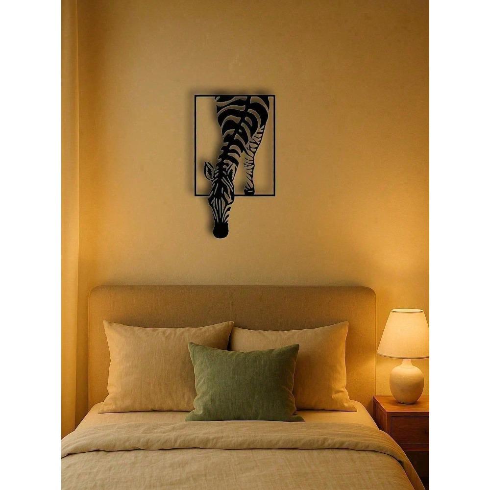 Metal Zebra Wall Art Sculpture Black White Animal Decor for Farmhouse Boho Living Room Bedroom Office Indoor Outdoor Durable Home Gift