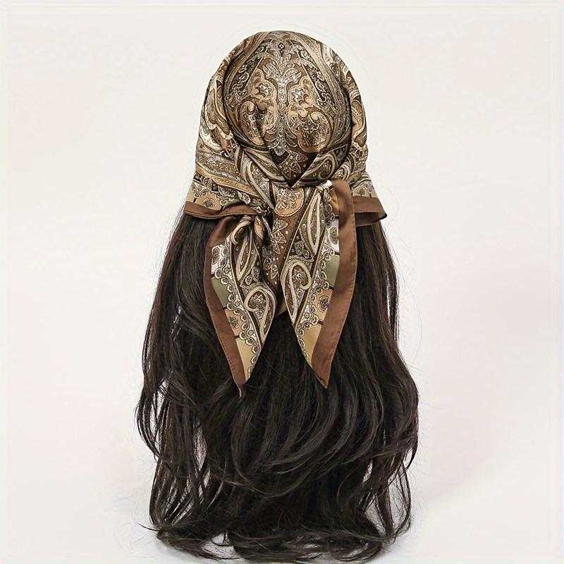 New Design Paisley Houndstooth Printed Square Scarf Soft Satin Thin Smooth Neck Scarf Sunscreen Headscarf For Women Head Wrap