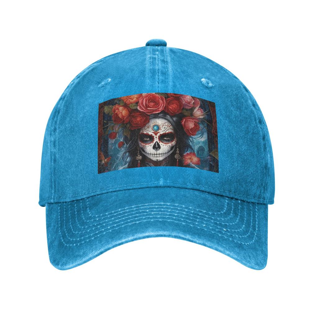 Mexican Catrina Sugar Skull Lady Denim Cap Casual Baseball Caps Adjustable Hat Summer Unisex Baseball Hats