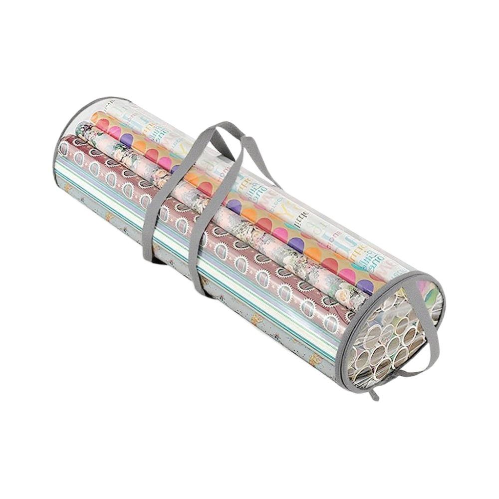 

Large Capacity Gift Wrap Storage Bag Cylinder Decorative Papers Organizer Christmas сірий