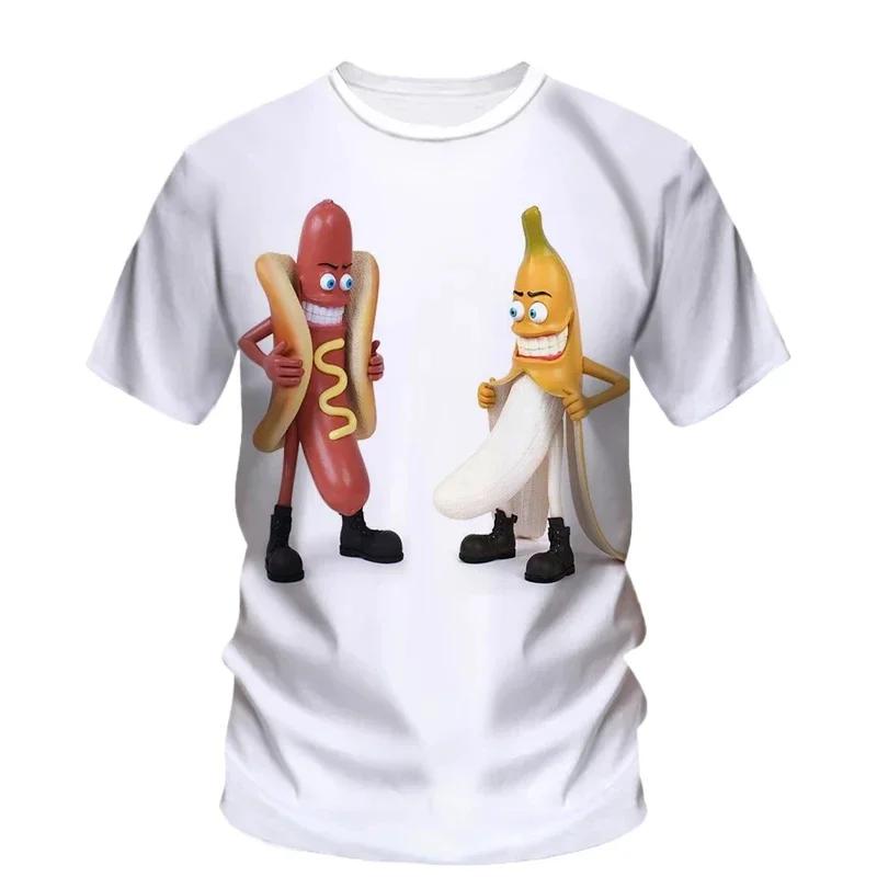 Men's and women's round neck 3D banana print T-shirt