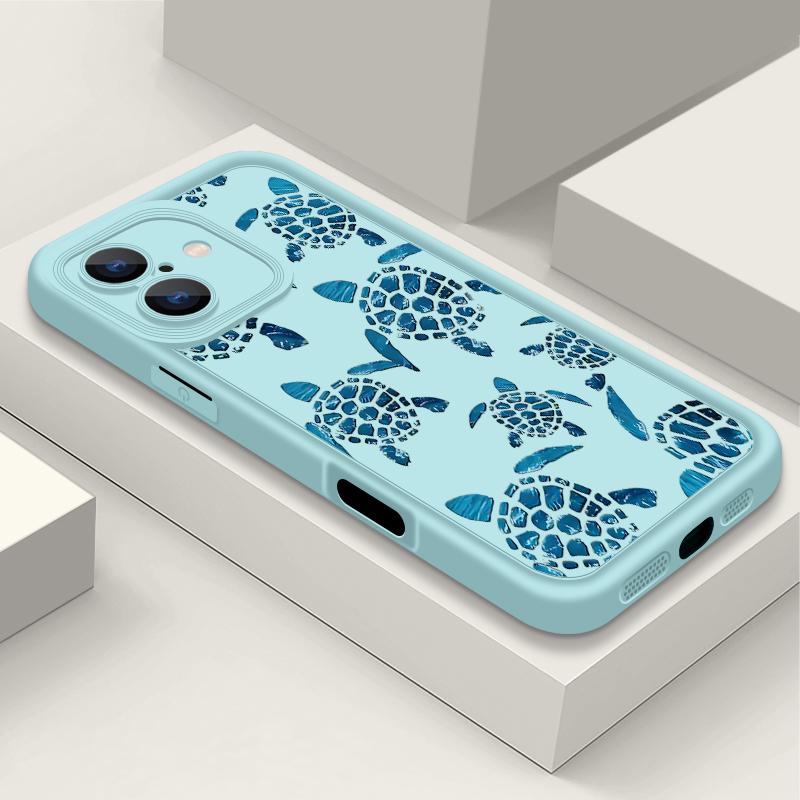 Sea Turtle Pattern Matte TPU Cover Shell For iPhone 16E 16 Pro 15 Pro Max 14 13 12 11 Soft Shockproof Lens Protection Phone Case