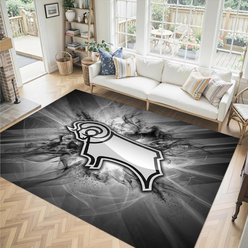 Derby County Design Crystal Velvet Carpet Cozy Non?Slip Printed Rug For Bedroom Living Room Entrance