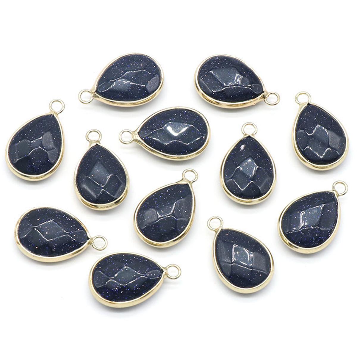 

Граненый натуральный золотой песок, агат, кулон в форме капли, белая бирюза, малахит, оникс, подвески для изготовления ювелирных изделий, ожерелье, серьги, аксессуары 1Pc/23x14mm-Blue Sand