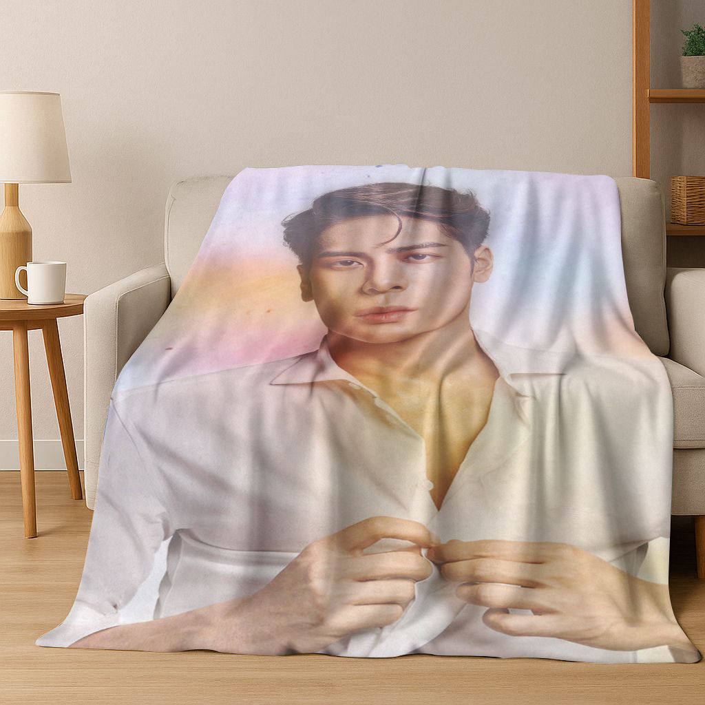 3D Jackson Wang Art Singer Star Flannel Blanket,Cozy Soft Throw Blanket for Home Bedroom Bed Sofa Picnic Office Cover Kids Gift