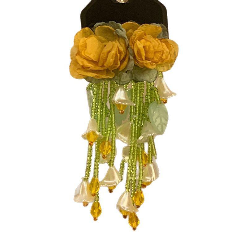 Colorful Dopamine Fabric Beaded Earrings – Women's Studs, Seaside Vacation Style, Ear Clips