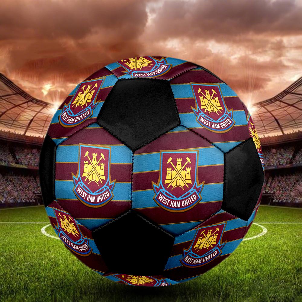 SIZE 5 West Ham United FC Soccer Ball Colorful All Ages Machine Stitched PVC Competition Ready Durable High-Bounce