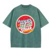 2026 Vintage Washed Green Summer Watermelon Circle Graphic T Shirt Retro Fruit Slogan Print Oversized Unisex Casual Short Sleeve