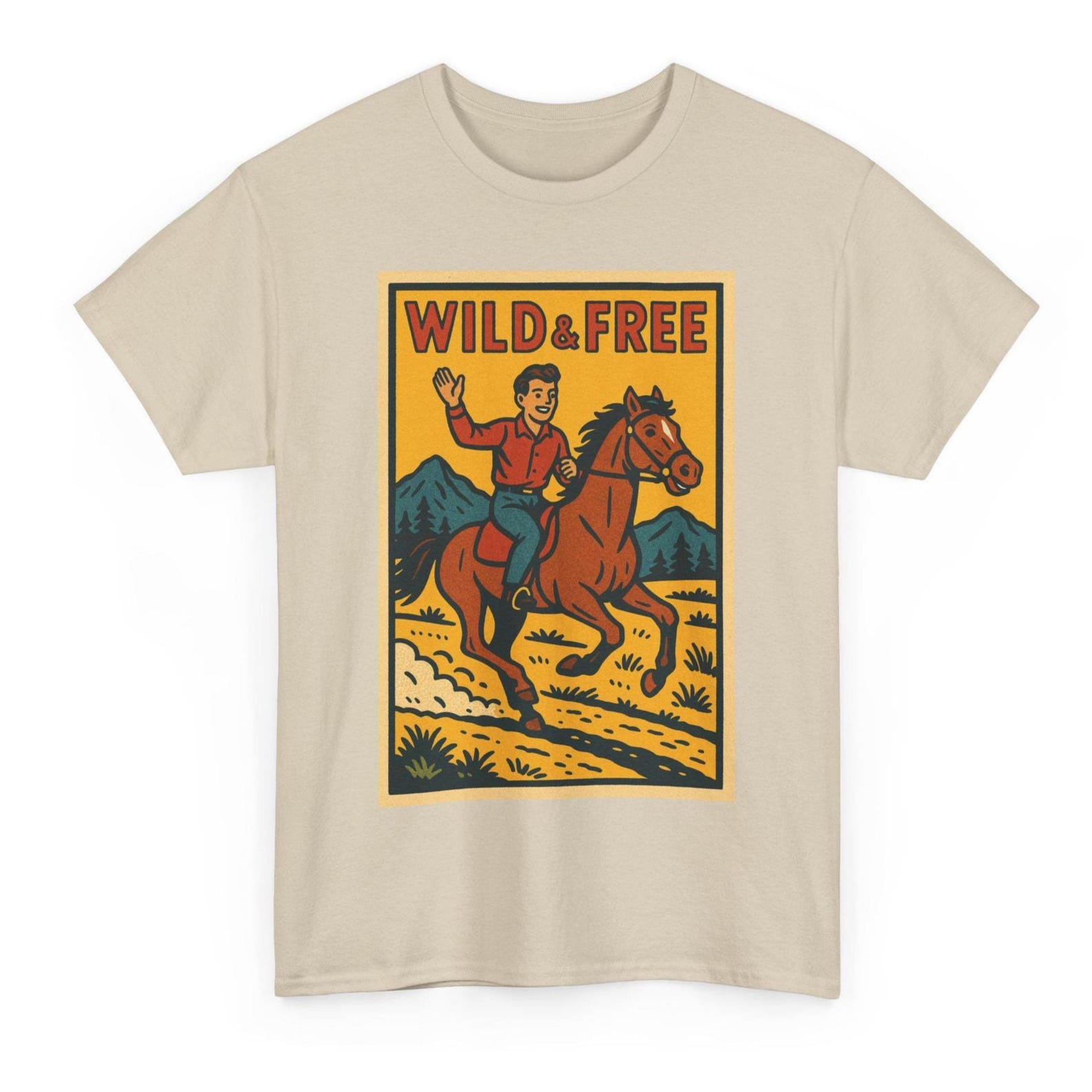 Wild and Free T-Shirt: Retro Comic Boho Adventure Tee 3XL