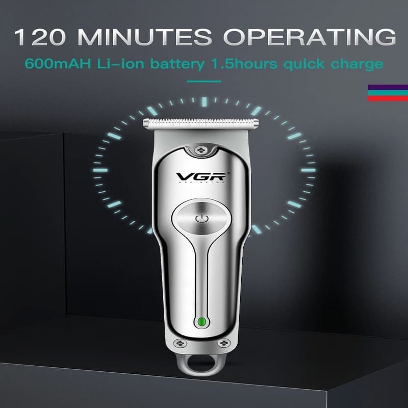Professional Men's Rechargeable Electric Hair Clipper with Stainless Steel Blades USB Charging and Plug-in Function  Large Battery  Washable