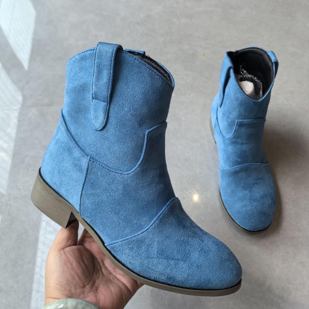 F105269 New 19 Autumn and Winter New Comfortable Low Heel 40-43 Large Size Low Women's Boots Tide