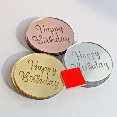 10Pcs Rose Gold Birthday Party Cake Decoration Acrylic Round Cake Toppers Happy Birthday Gift Decor Cupcake Dessert Accessories