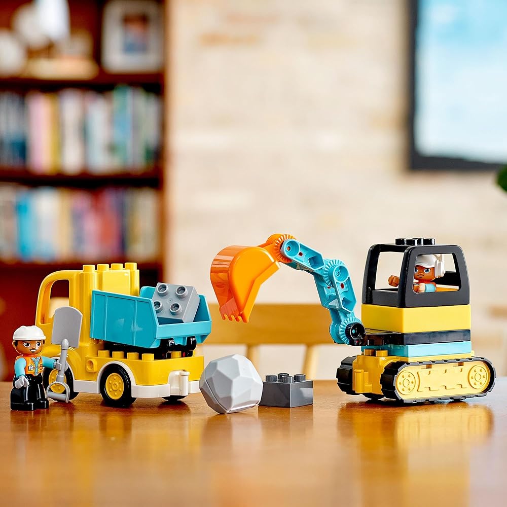 LEGO DUPLO Truck and Excavator Toy Set for Kids 1.5 To 4 Years Building Blocks Vehicle Playset 10931