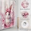 4pcs Easter Pink Rabbit Floral Print Waterproof Shower Curtain With 12 Hooks Non-Slip Bathroom Rug Toilet U-Shape Mat Toilet Lid Cover Pad