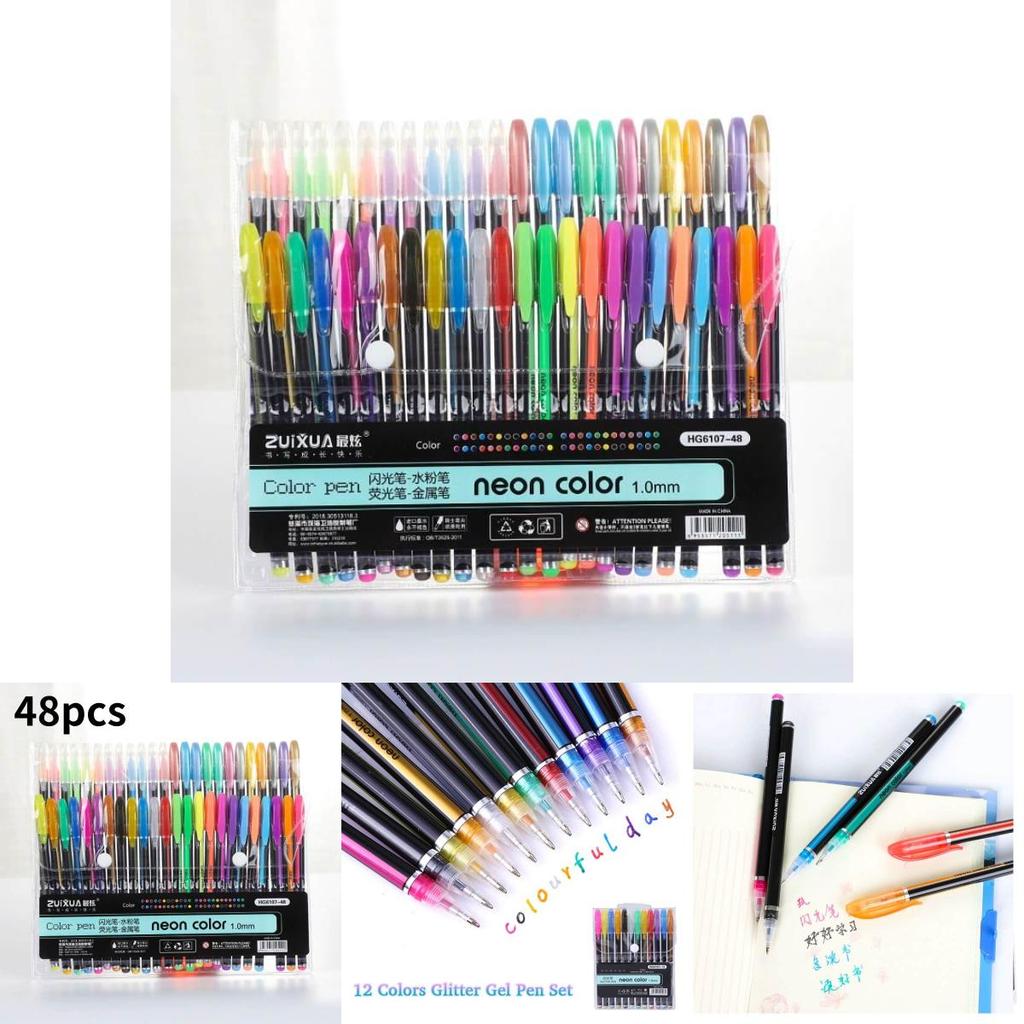 Grundläggande Färgmarkörset Med 48 Fluorescerande Pennor För Elevers Konstprojekt Och Klotter