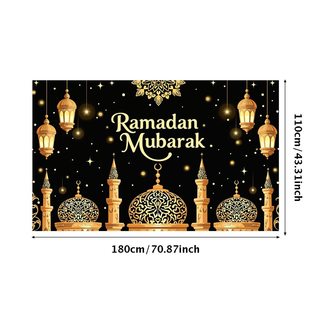 Ramadan Mubarak Banner Backdrop Lanterns Crescent Stars Mosque Party Celebration Ramadan Kareem Photography Decorations Props