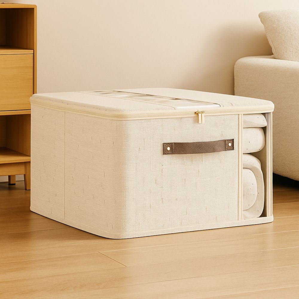 Visible Clothes Quilts Storage Bag Large Capacity Foldable Quilt Zipper Container Dustproof with Lid Wardrobe Storage Bag