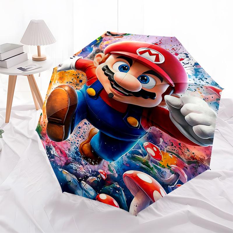 1pc Powerpuff Girls Automatic Opening Closing Umbrella, Portable Tri-Fold Design, 8-Bone Iron Frame Outdoor Umbrella, Ideal Gift for Fans, Travelers,