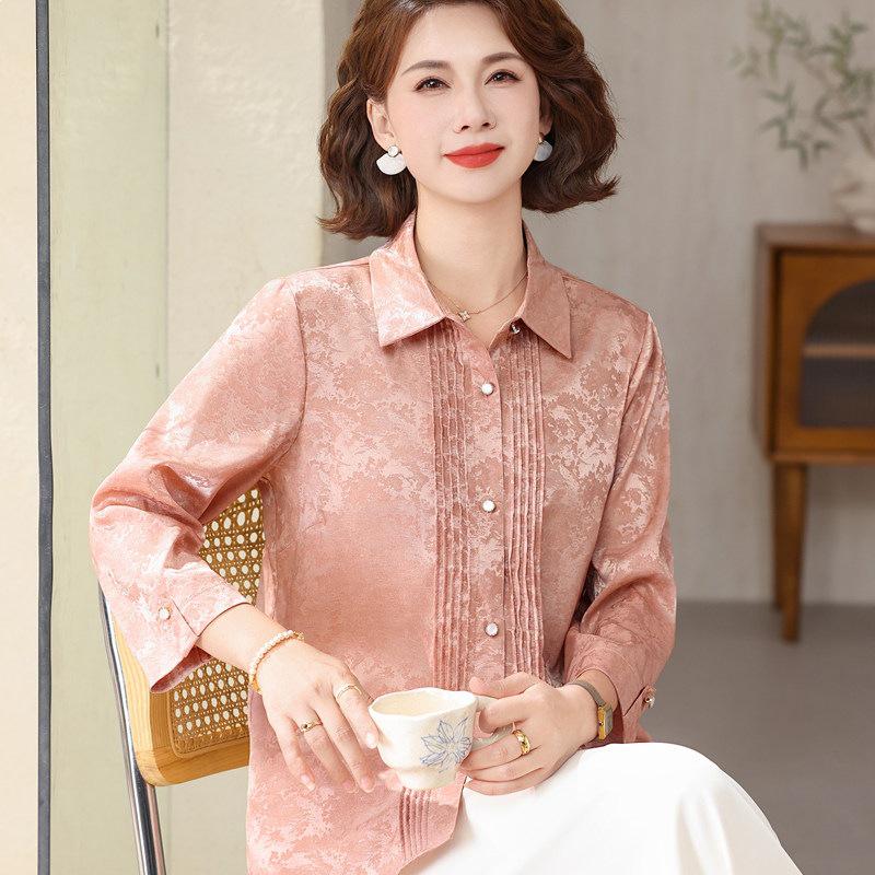 

2026 Trendy Three-Quarter Sleeve Spring Shirt for Middle-Aged & Elderly Women 5XL (145-160 jin)