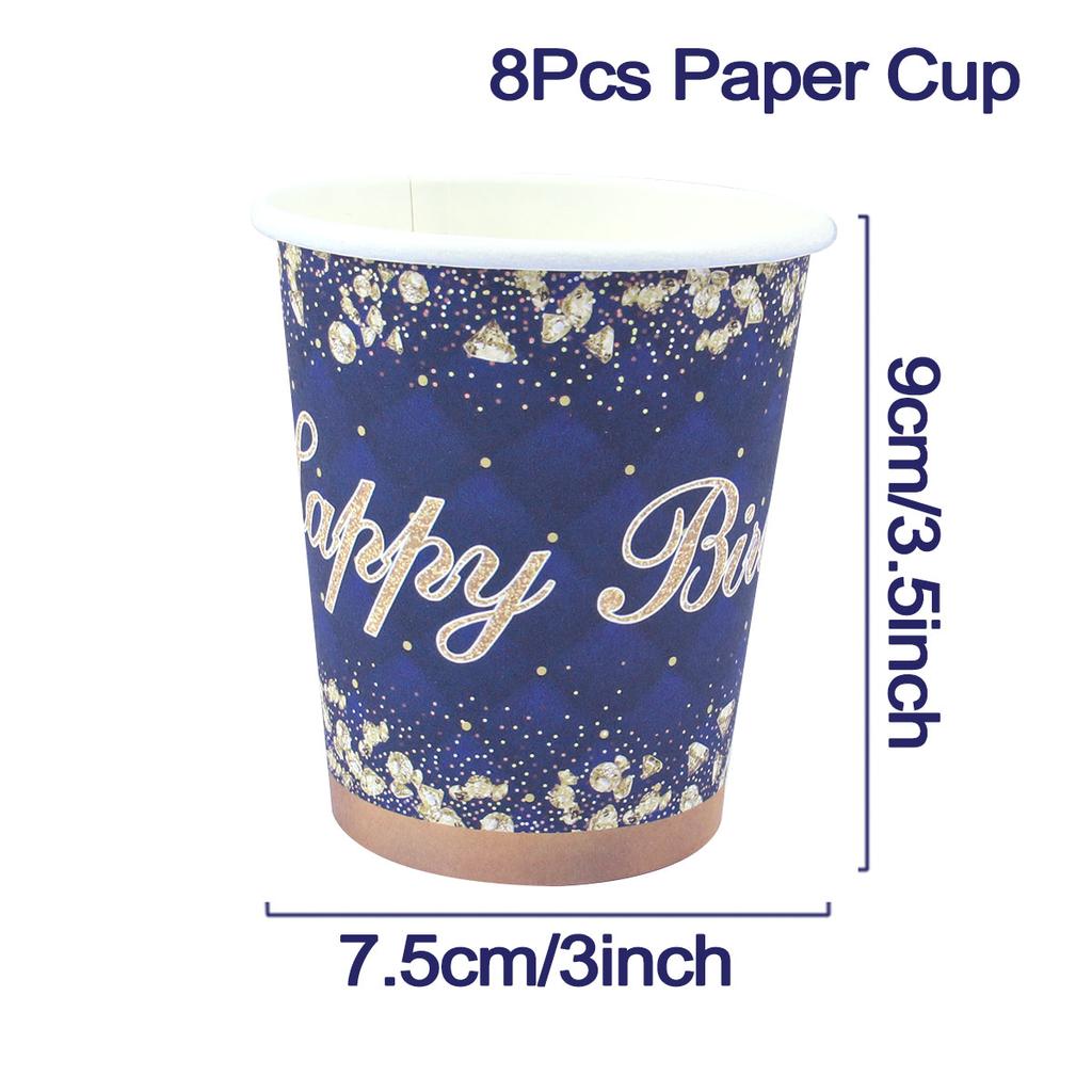 Birthday Theme Party Decorations Tableware Blue Gold Paper Plates Birthday Party Adults Baby Shower Birthday Party Supplies