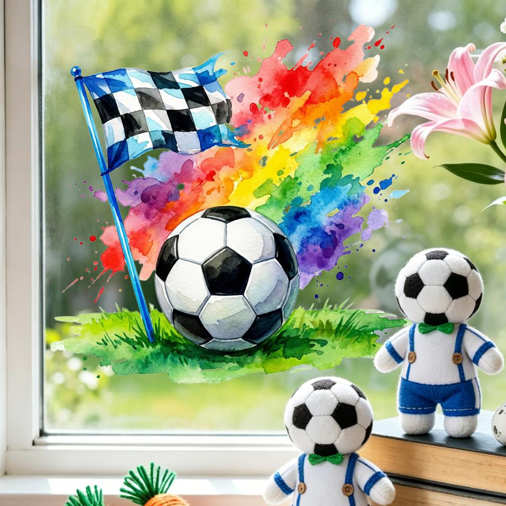 Fußballflagge Wandaufkleber Bunt Sport Thema Abnehmbar für Schlafzimmer Wohnzimmer Fenster Heimdekor