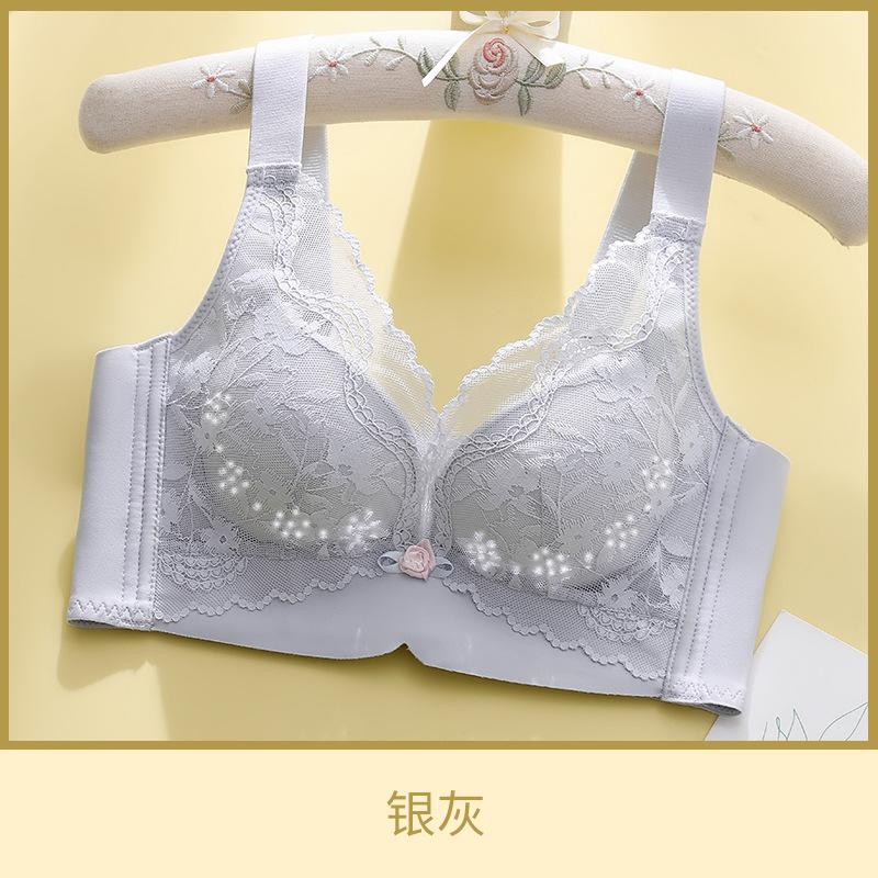 

Большая грудь, маленькие отверстия, чашка, легкая и тонкая женская верхняя поддержка, тип с регулировкой большого размера, двойная грудь, против провисания, бюстгальтер без косточек. 34bc cup серебряный серый