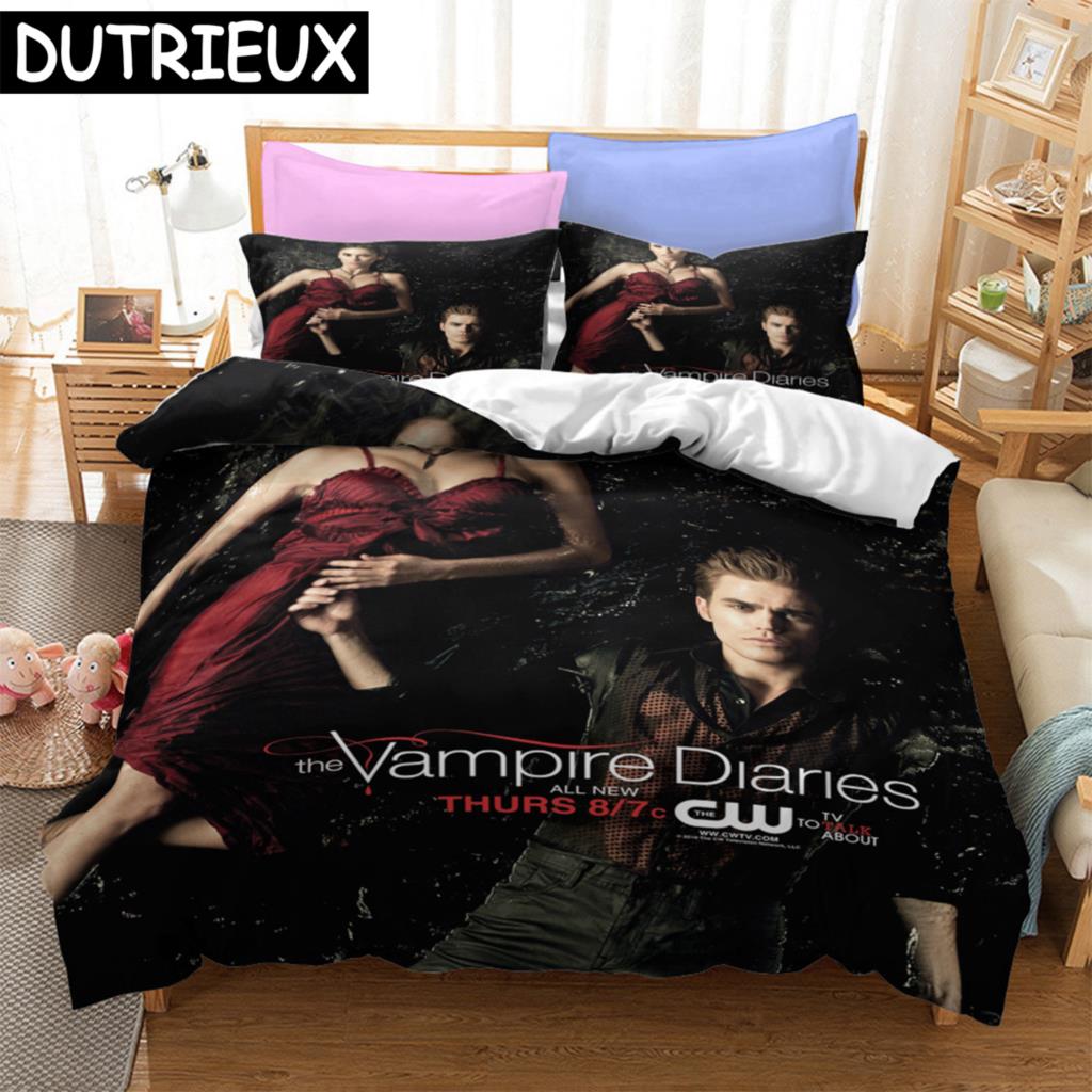 The Vampire Diaries Print Bettwäsche-Set 3D Charakter Bettbezug-Set Mit Kissenbezug Einzelbett Doppelbett Queen King Bettwäsche 02