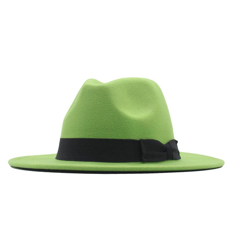 New fashionable and elegant jazz hat, spring, autumn and winter belt woolen casual fashion big-brimmed lady jazz hat