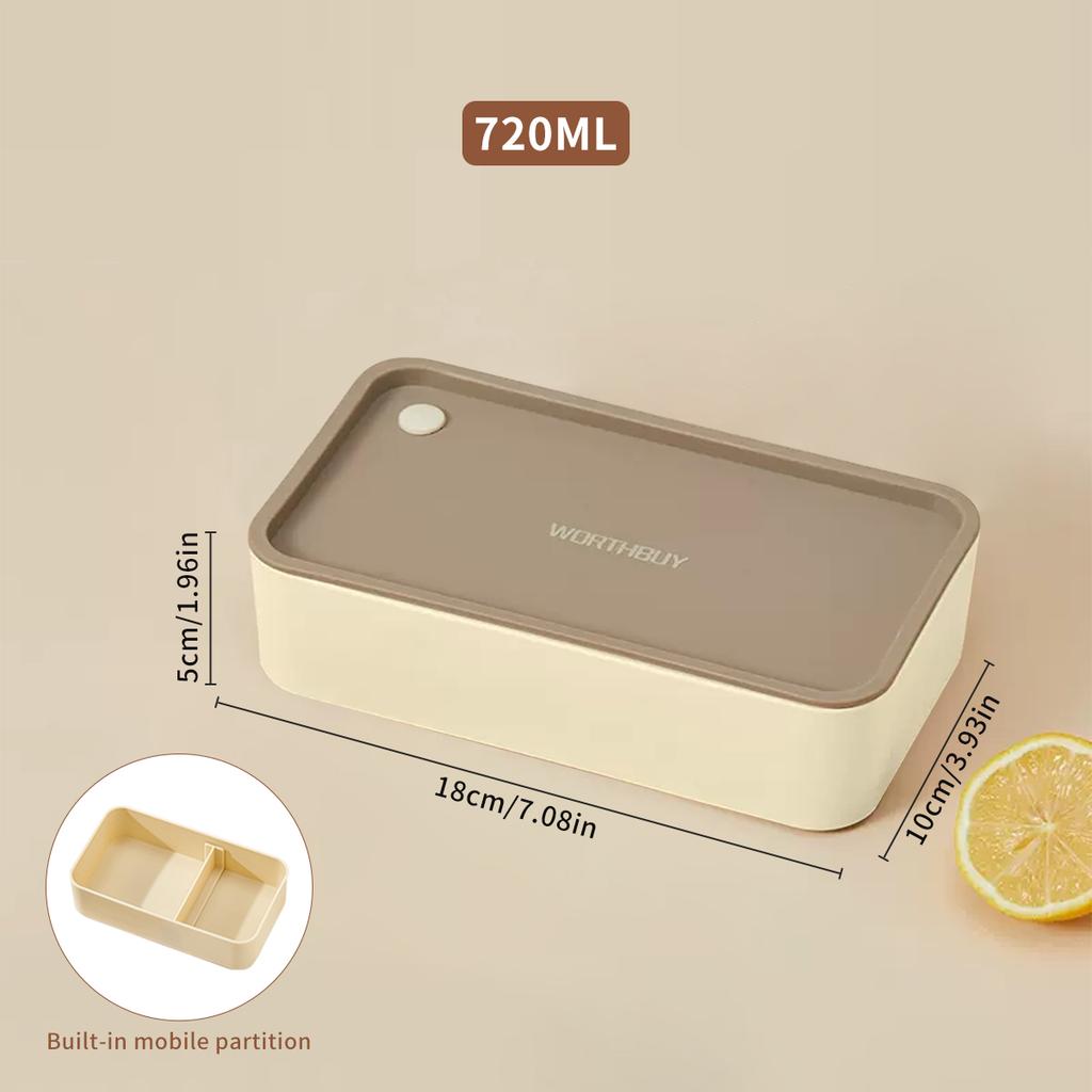 WORTHBUY Portable Divided Plastic Bento Lunch Box With Lid Microwave Heatable Stackable Sealed Lunch Contianer For Students Kids