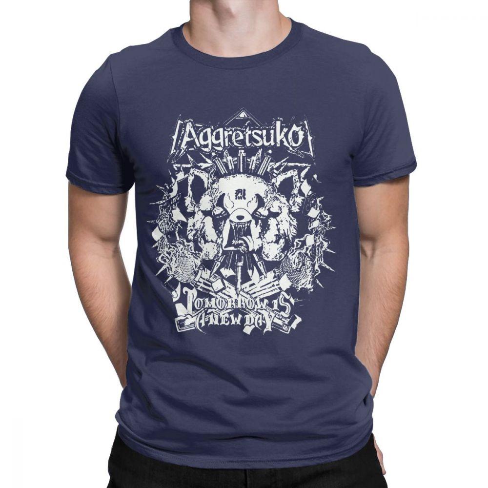 Aggretsuko Fashion TShirt Men Tomorrow Is A New Day Clothes Yogi Red Panda Tshirt Vintage Cotton Tops Short Sleeve Tee Shirts
