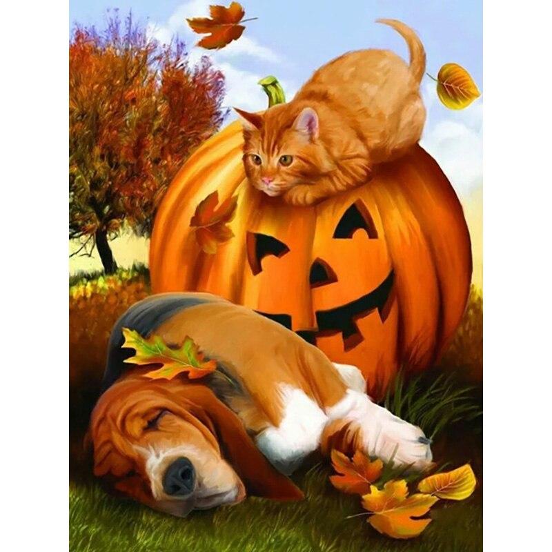 New 5D DIY Diamond Painting Dog Diamond Embroidery Animal Cross Stitch Full Round Drill Home Decor Manual Halloween Gift
