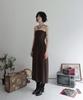 Rubati Shirred Strap Tube Top Dress_Brown