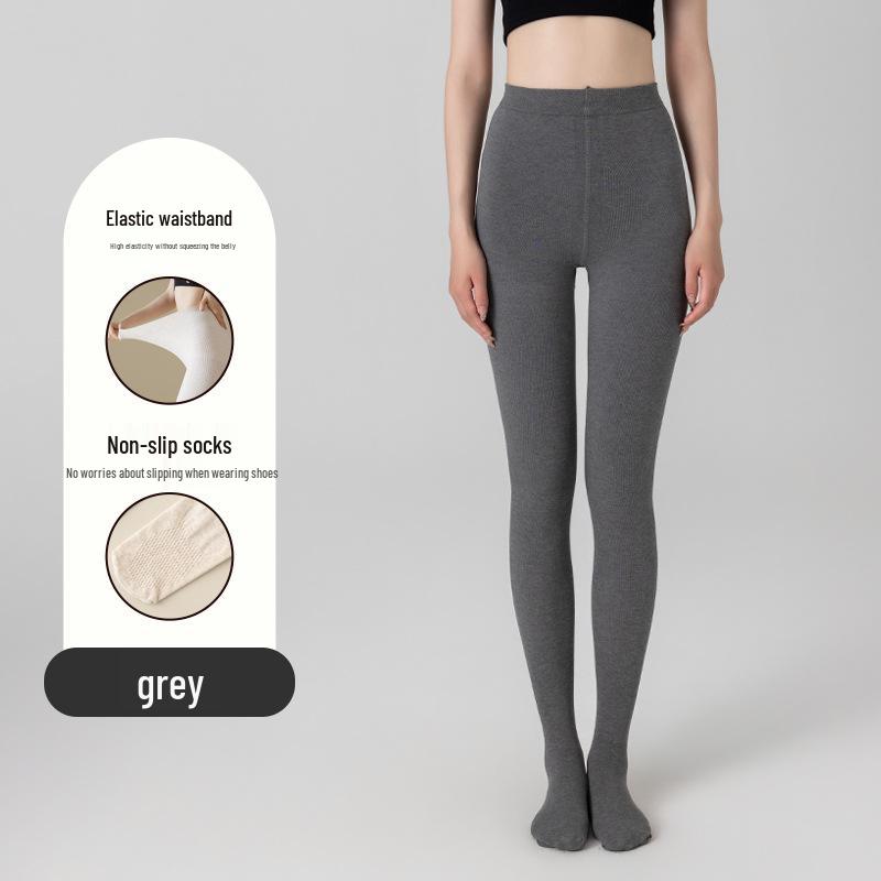Damen Shaping Leggings für große Frauen - Herbst/Winter, Unifarben, Warme Baumwolle, Strumpfhose mit Fuß