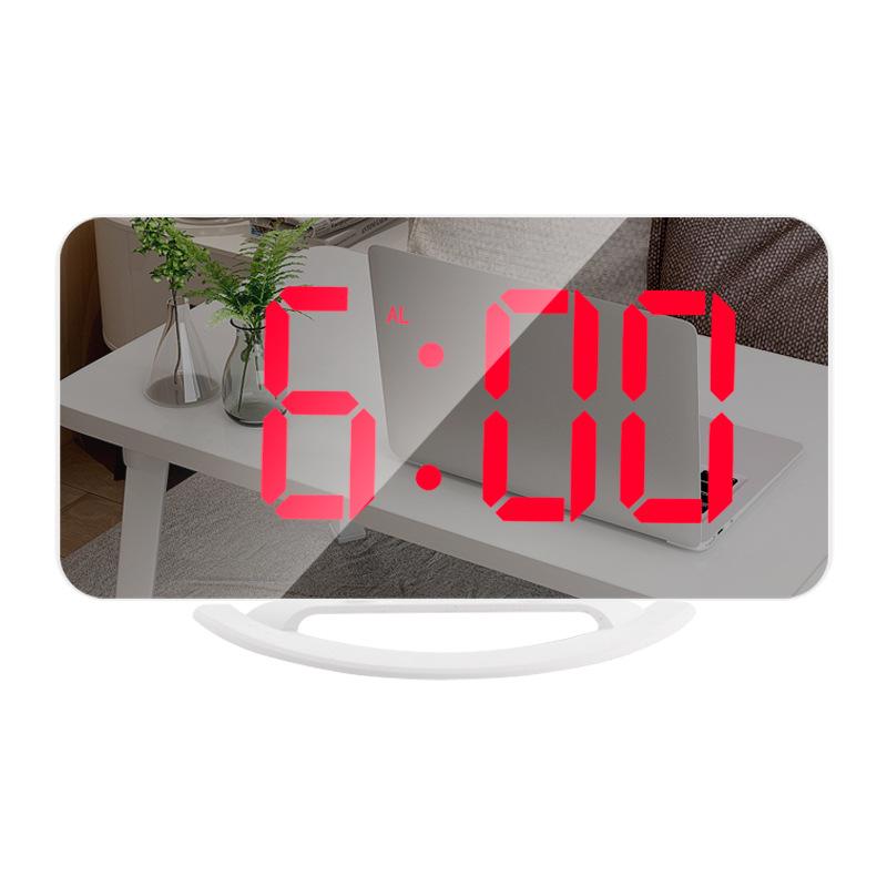 Creative Multi-function LED Mirror Clock Makeup Mirror Digital Alarm Clock Simple Desktop Automatic Photosensitive Electronic Clock
