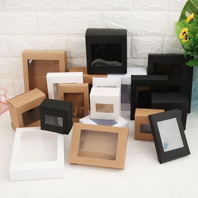 Birthday Party Supplies Kraft Paper Clear PVC Window Cake Package Paper Gift Box Candy Wrapping Bag