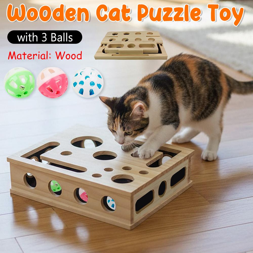 Cat Puzzle Toy Felt Box For Indoor Cats Exercise With Ball Sports Entertainment Hunting Fun Play Toy Boosts Activity