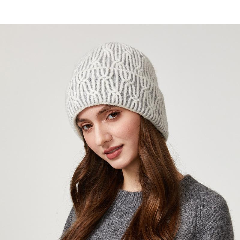 Winter Women's Big Head Circumference Knitted Hat Elastic Cap