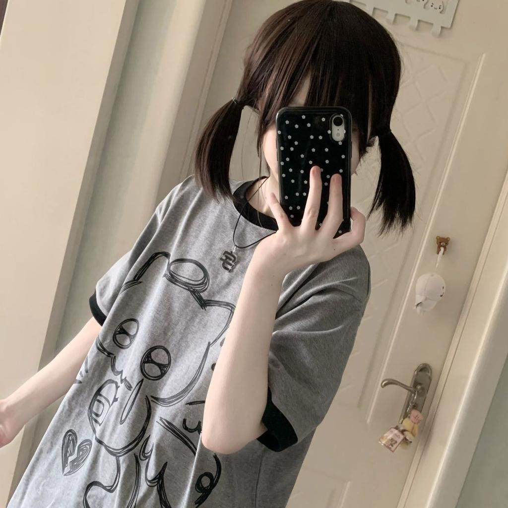 Cat Print Cute Women Tshirts Summer Tees Japanese Kawaii Oversized Tops Girls Harajuku Short Sleeve O-neck T-shirt