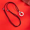 Chenxi, White Jade Bodhi Safety Buckle Ring Necklace Simple Woven Necklace Rope Men's and Women's Black Rope Necklace