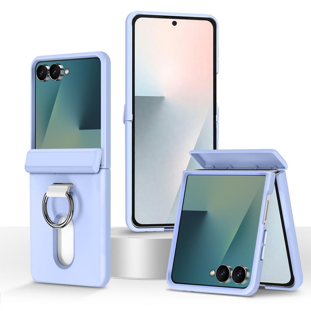 Suitable for Samsung ZFlip 20% Off Foldable Phone Case Flip7 with Ring Stand, Card Slot, Protective Cover, Matte Transparent 6