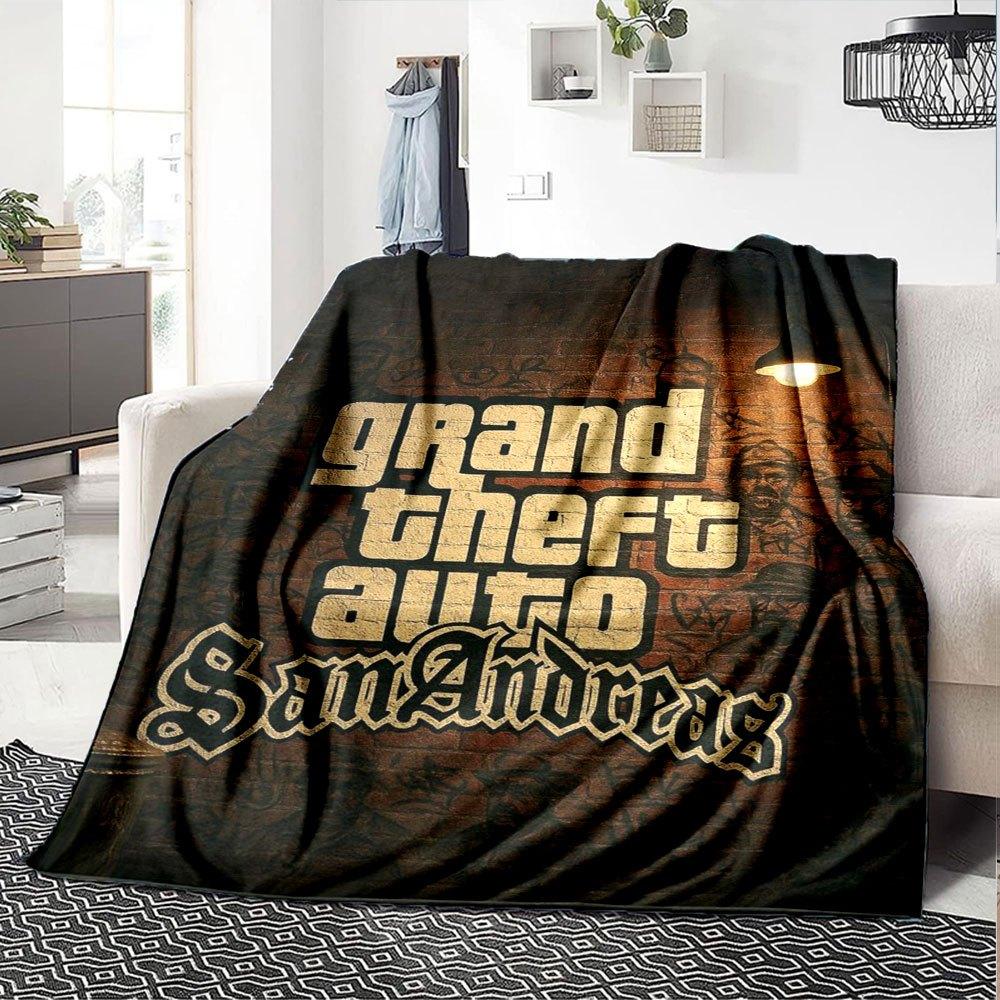 1pc Grand Theft Auto Soft Flannel Blanket with Designer Print A Cozy Blanket for All Seasons, Perfect for the Couch, Bed, Office
