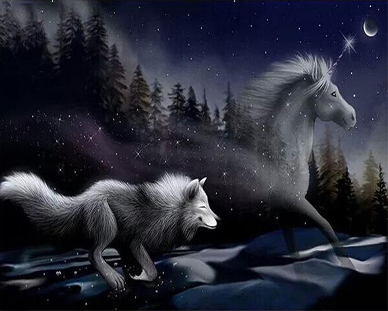 5D DIY Diamond Painting Full Round Square Plane Takes Off Rhinestones Diamond Embroidery Wolf Animal Horse  Cross Stitch Sale Mosaic Decortion