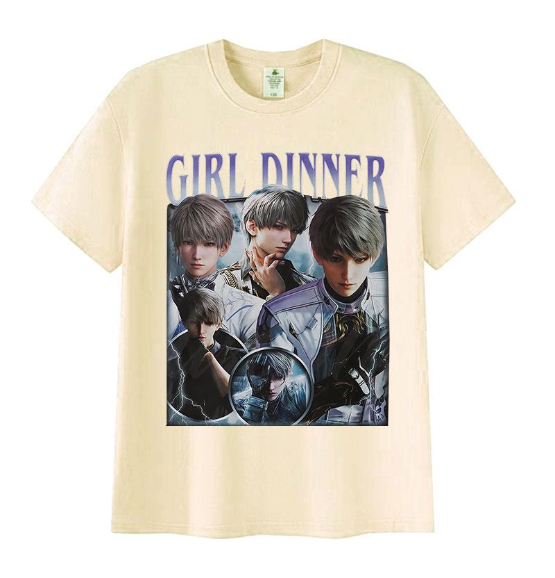 Limited Girl Dinner Love and Deepspace Game Graphic T Shirt Men's Vintage Fashion Short Sleeve T-shirts Cosplay Clothing T-shirt