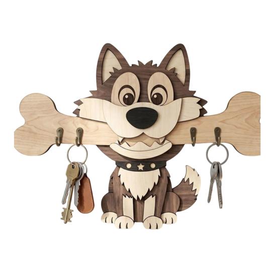 Colgador de llaves, Montado en la pared, Diseño sin perforaciones, con Gancho de almacenamiento con forma de perro de dibujos animados, Portallaves resistente, a prueba de humedad, que ahorra espacio, para el hogar, la cocina