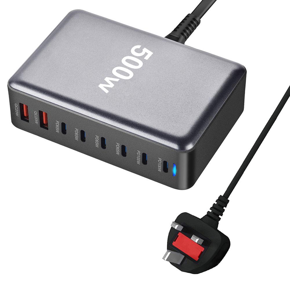 500W GaN Charger USB C Fast Desktop 8-port USB Type USB C PD Charger 3.0 C For iPhone15 L1H4
