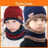 Kids Winter Knitted Hat And Scarf Set With High Top Design For Outdoor Play And Cycling