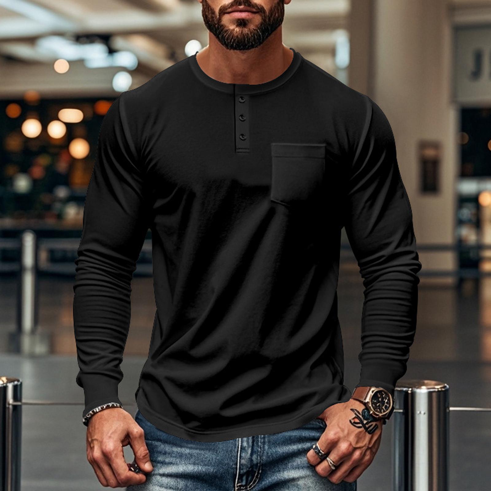 

Mens -Color Casual Round-Neck Shirts Long Sleeve Casual Shirt Summer Athletic Beach Hippie T-Shirt XXXL